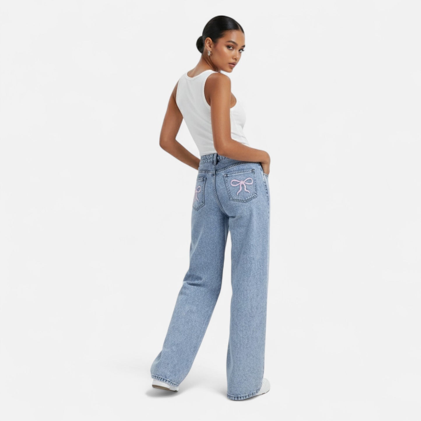 Olivebury | Women’s High-Waist Wide-Leg Denim Trousers