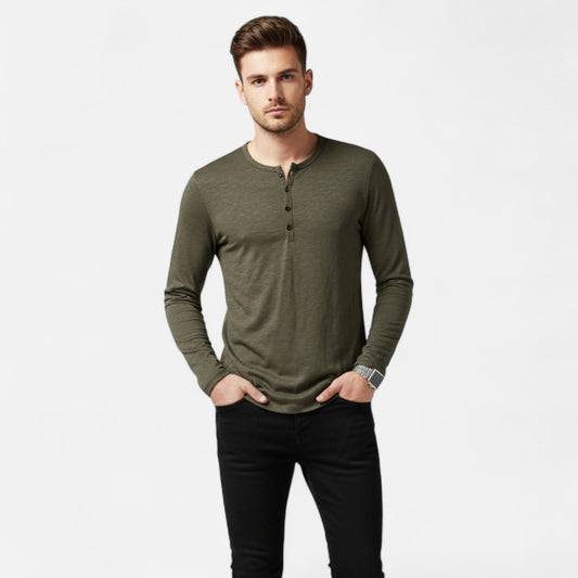 Olivebury | Men’s Long Sleeve Henley Shirt