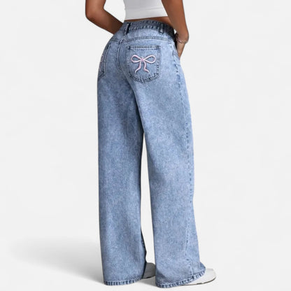 Olivebury | Women’s High-Waist Wide-Leg Denim Trousers