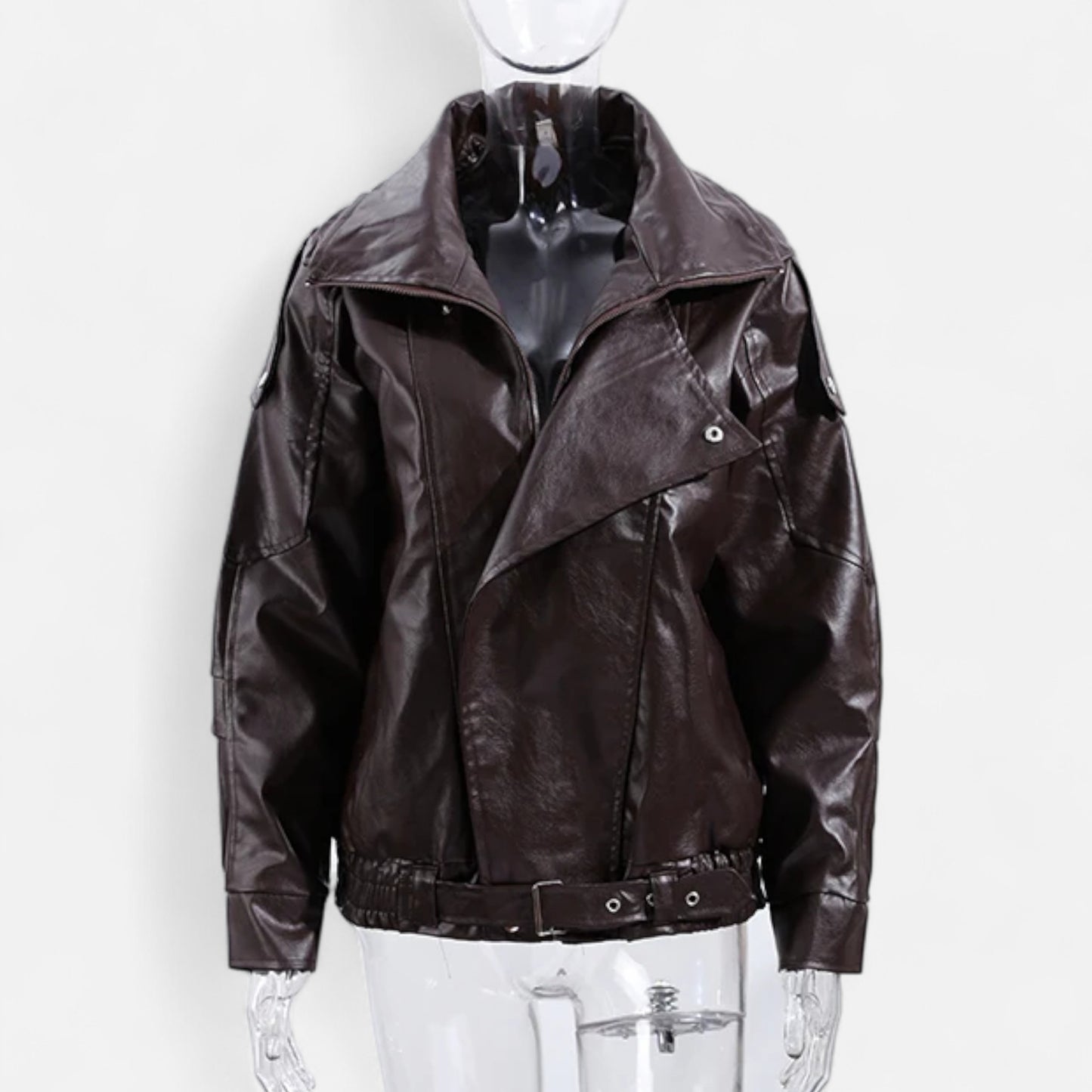 Olivebury | Women’s Leather Belted Bomber Jacket