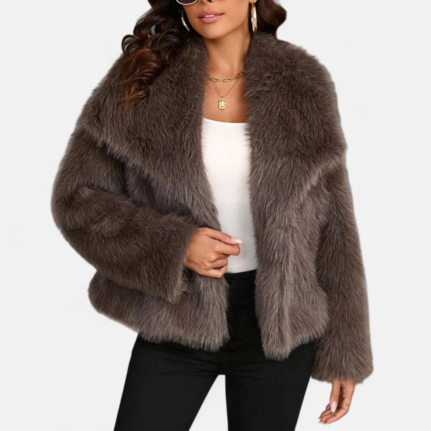 Olivebury | Women’s Faux Fur Jacket – Elegant Fluffy Coat
