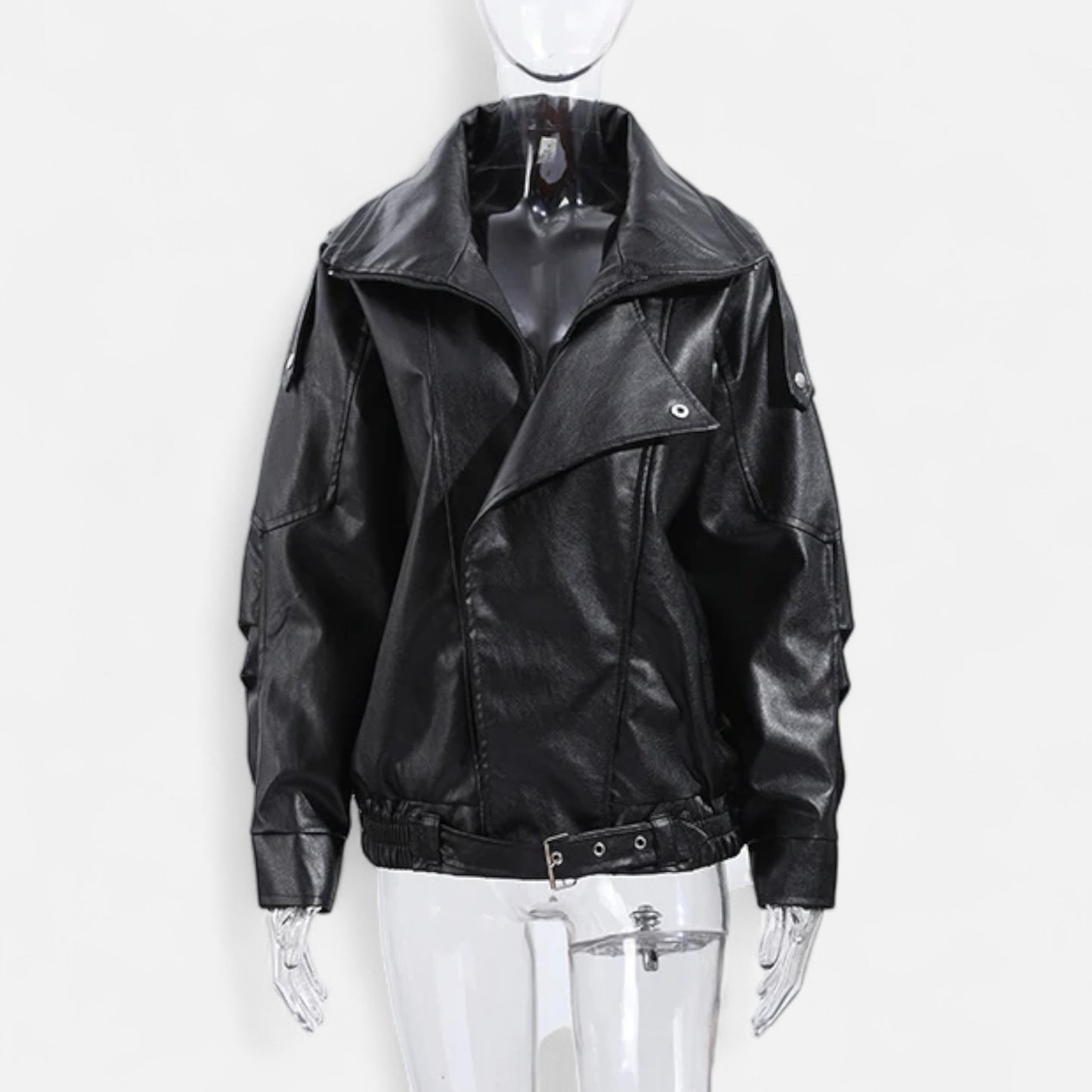 Olivebury | Women’s Leather Belted Bomber Jacket