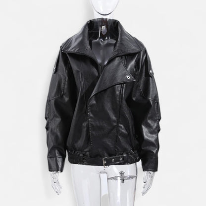 Olivebury | Women’s Leather Belted Bomber Jacket