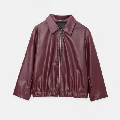 Olivebury | Women’s Vintage Leather Zip Jacket